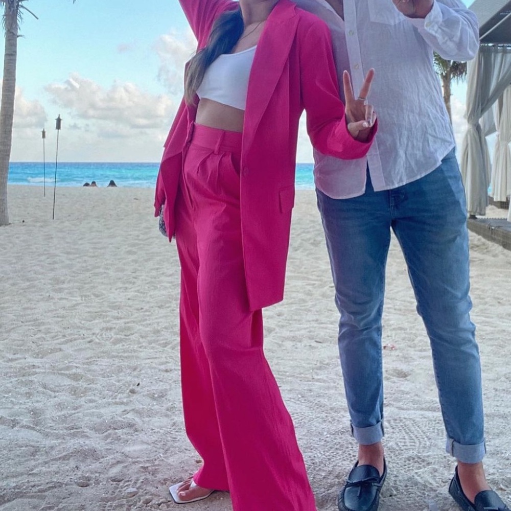 Hot pink pant suit set